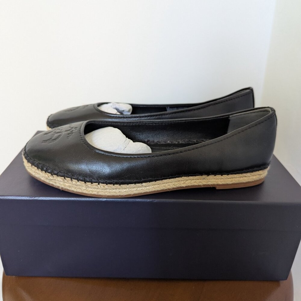 Brooks Brothers Black Leather Golden Fleece Espadrille Ballet Flats Women's 7.5 - Picture 5 of 6
